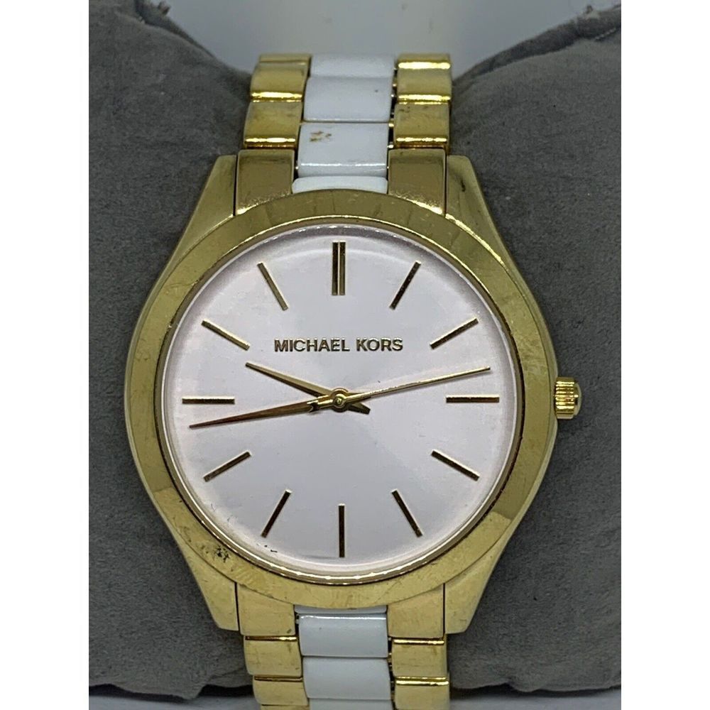 Michael Kors MK4295 Women's Two Tone Analog White Dial Quartz Wrist Watch GE188